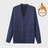 Men's Spring and Autumn Plus Velvet Cardigan Sweater for Middle-Aged and Elderly
