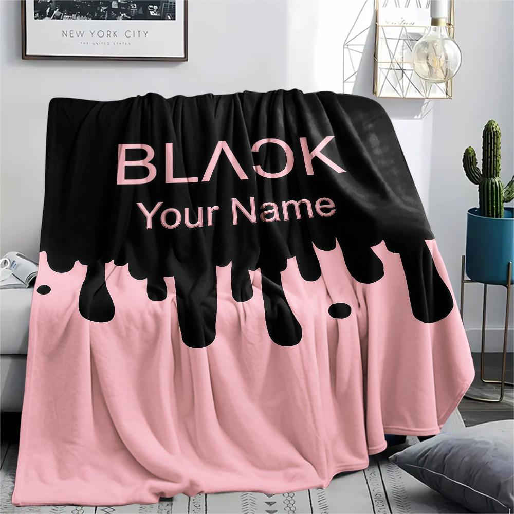 1PC Custom Name Blackpink Patterned Flannel Blanket Suitable For All Seasons for Home Decor Warmth and Comfort Gifts Holiday Present -HE100