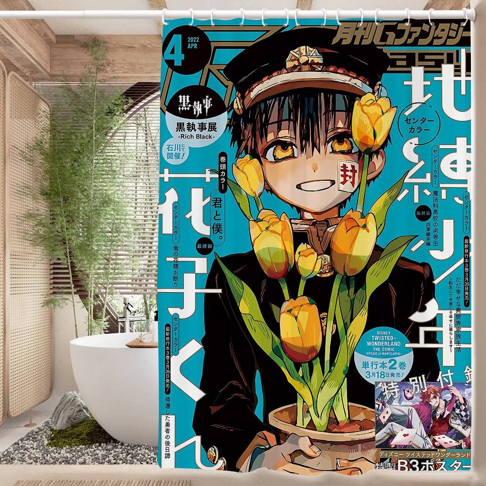 Anime Toilet B-Bound H-Hanako Kun Shower Curtain - Water-Repellent And Leak-Resistant, Mold And Mildew Resistant For
