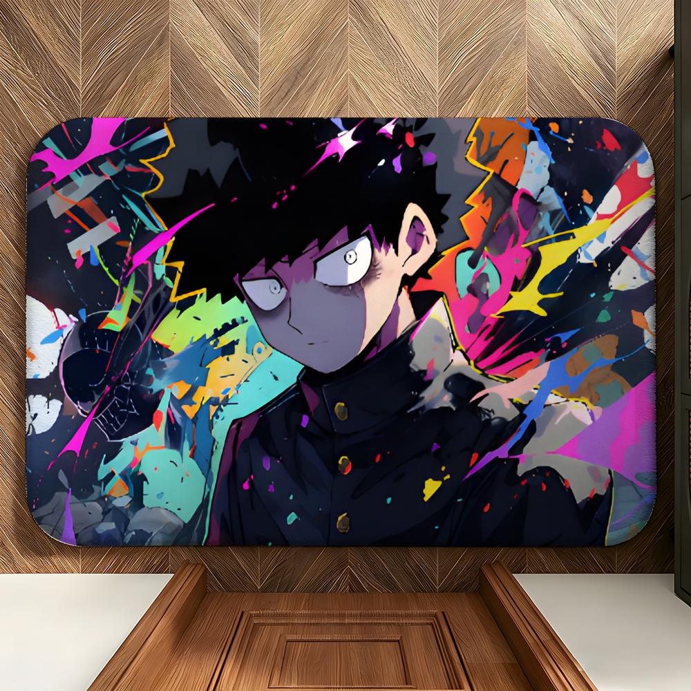 Anime M-Mob P-Psycho100 Floor Mat Soft Flannel Floor Mat Suitable for Entryways, Living Rooms, Bedrooms, and Bathrooms