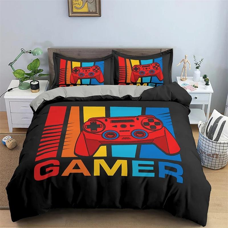 Games Comforter Cover Gamepad Bedding Collection For Boys Kids Video Modern Gamer Console Quilt 2 Or 3 Pcs Soft Twin Duvet Cover Collection