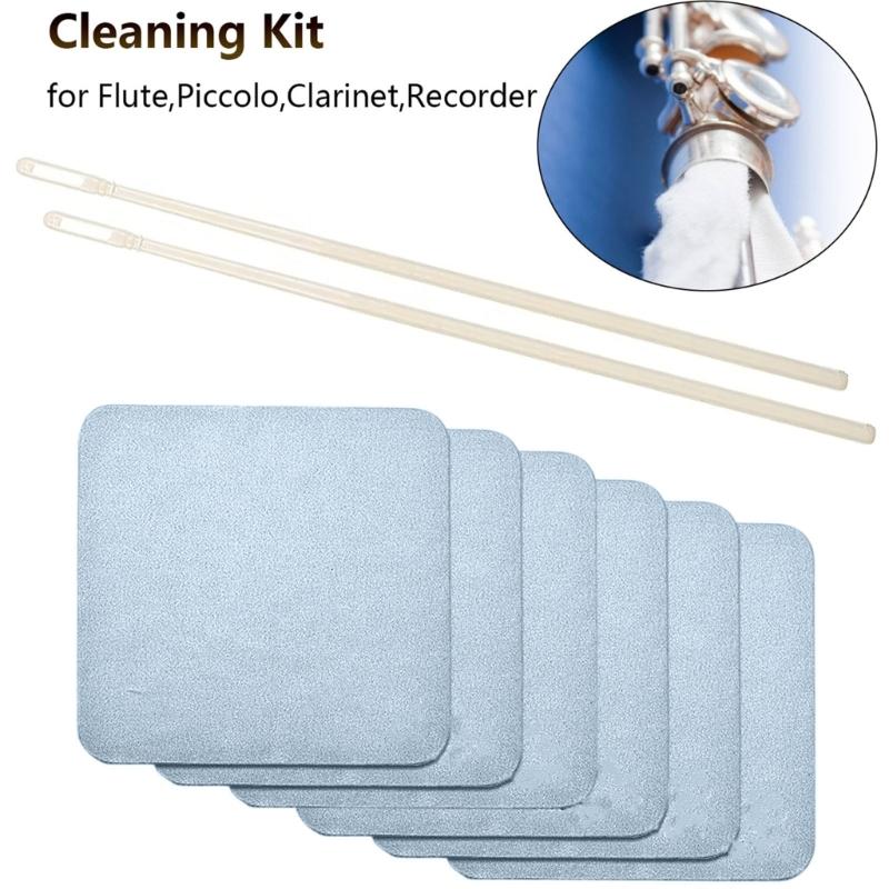 Flute Maintenance Set Flexible Cleaning Stick for Flutes and Piccolos Removes Moisture Residues Fabric Construction