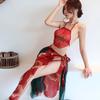 Red Chinese Hanfu Cosplay Costumes Sexy Lingerie Women Ancient Classic Bride Wedding Outfits Cute Anime See Through Erotic Set