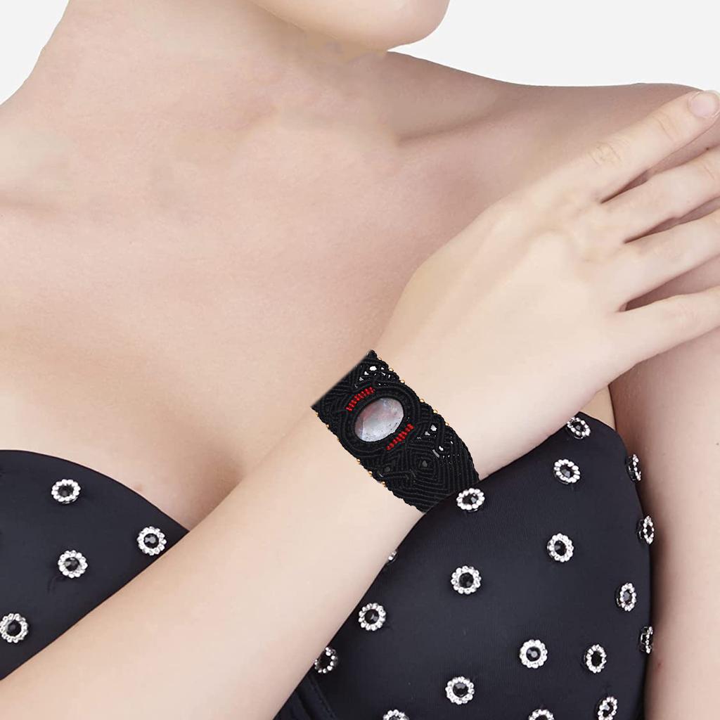 Armband Blutstein Makramee Stein Hanf Anhänger Verstellbare Perlen Schmuck