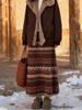 Fair Isle Ethnic Style Women's Fleece Drawstring Lantern Skirt for Autumn/Winter