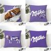 Funny Milka Purple Pillow Case Cotton Linen Fabric Square Zipper Pillowcase Home Decorative Living Room