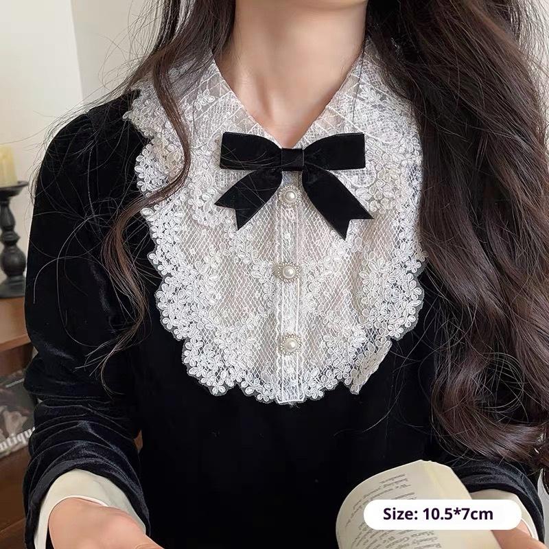

1PC Fabric Camellia Flower Brooch Velvet Bow Tie Ladies College Style Shirt Collar Pins Vintage Wedding Party Brooches For Women