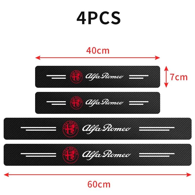 ECSU1 4Pcs Car Threshold Door Sill Protector Anti Scratch For Alfa Romeo Giulietta GT 159 147 156 Mito Brera Giulia F1 Stelvio Volan