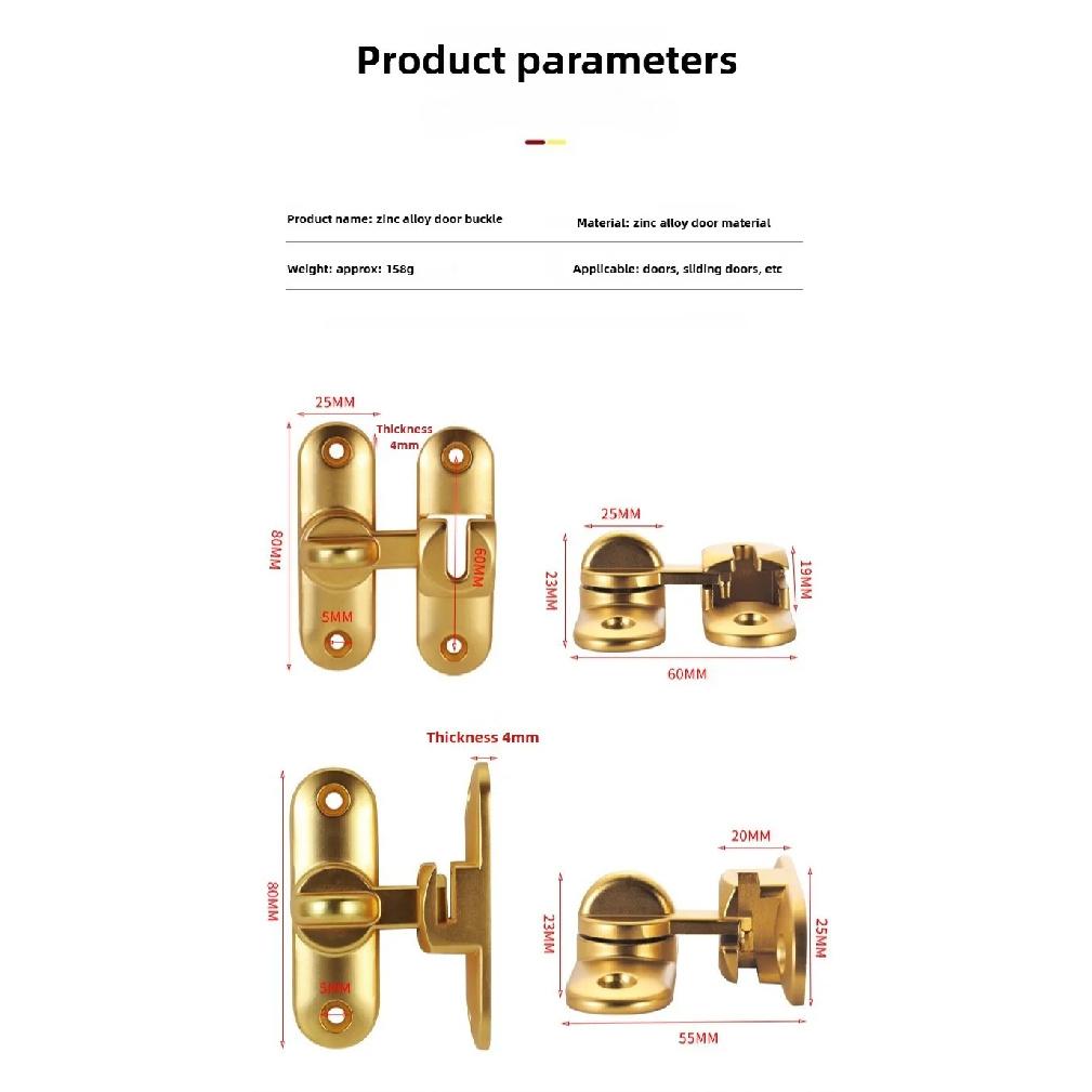 Zinc Alloy Hook Latch Window Drawers Cabinet Locks 90/180 Degree Barn Door Latch Bolt Hooks Sliding Gate Buckles Hardware