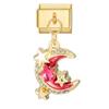Y2K Creative Heart Moon Butterfly Star Bow Golden Pendant Italian Charm Links Fit 9mm Stainless Steel Bracelet Women DIY Making