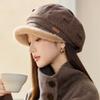 Autumn and Winter Women's Plaid Beret Casual Cold and Warm Windproof Velvet Thickened Octagonal Hat