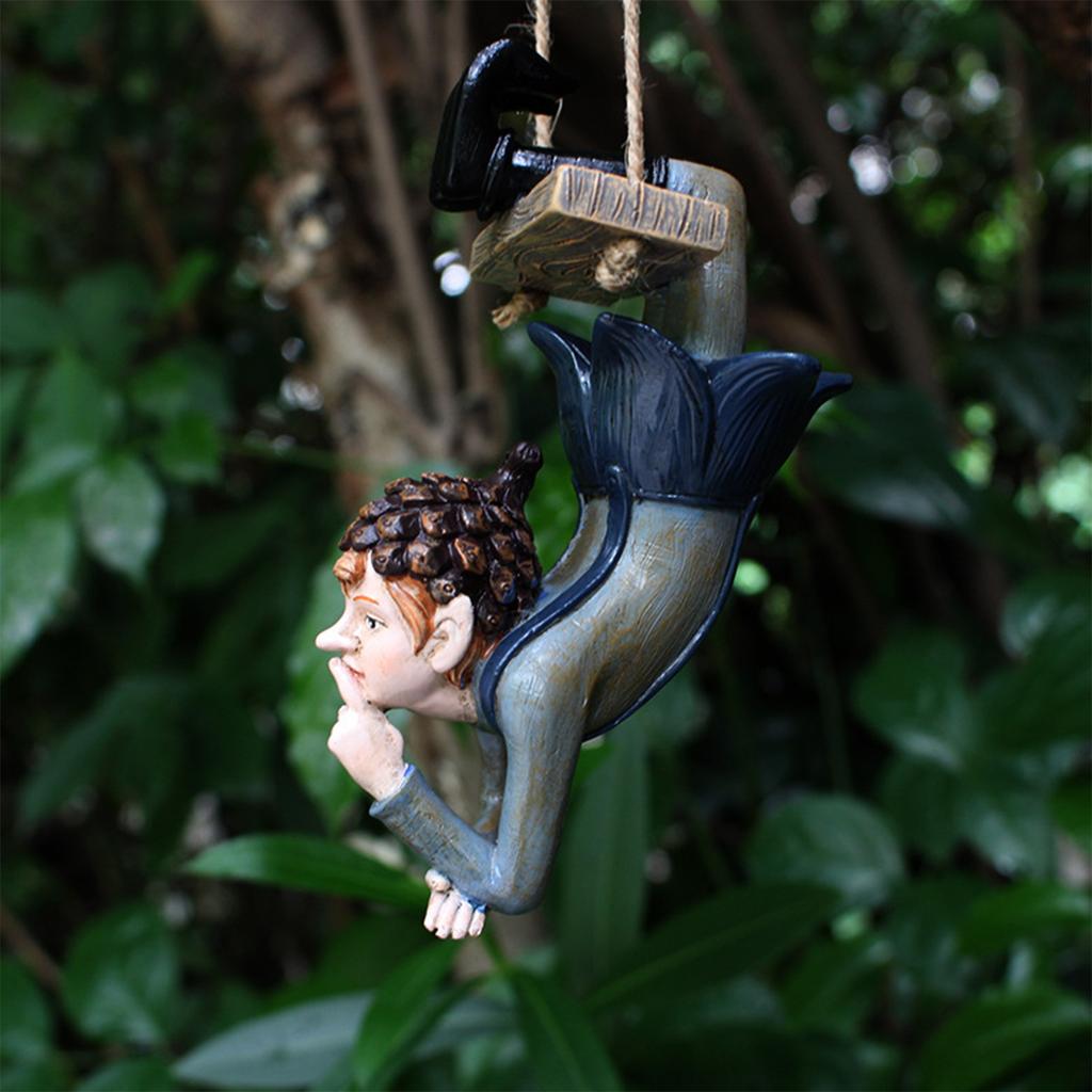 Pryskyřičná Houpací Víla Socha Strom Závěsná Ozdoba Houpající se Figurka Dekorace pro Venkovní Zahradu Nádvoří
