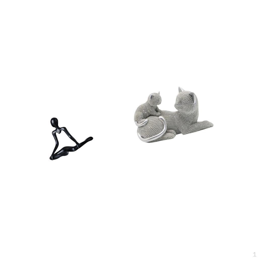Creative Abstract Cat Thinker Statue Decorative Figurine Unique Animal Sculpture Tabletop Ornament