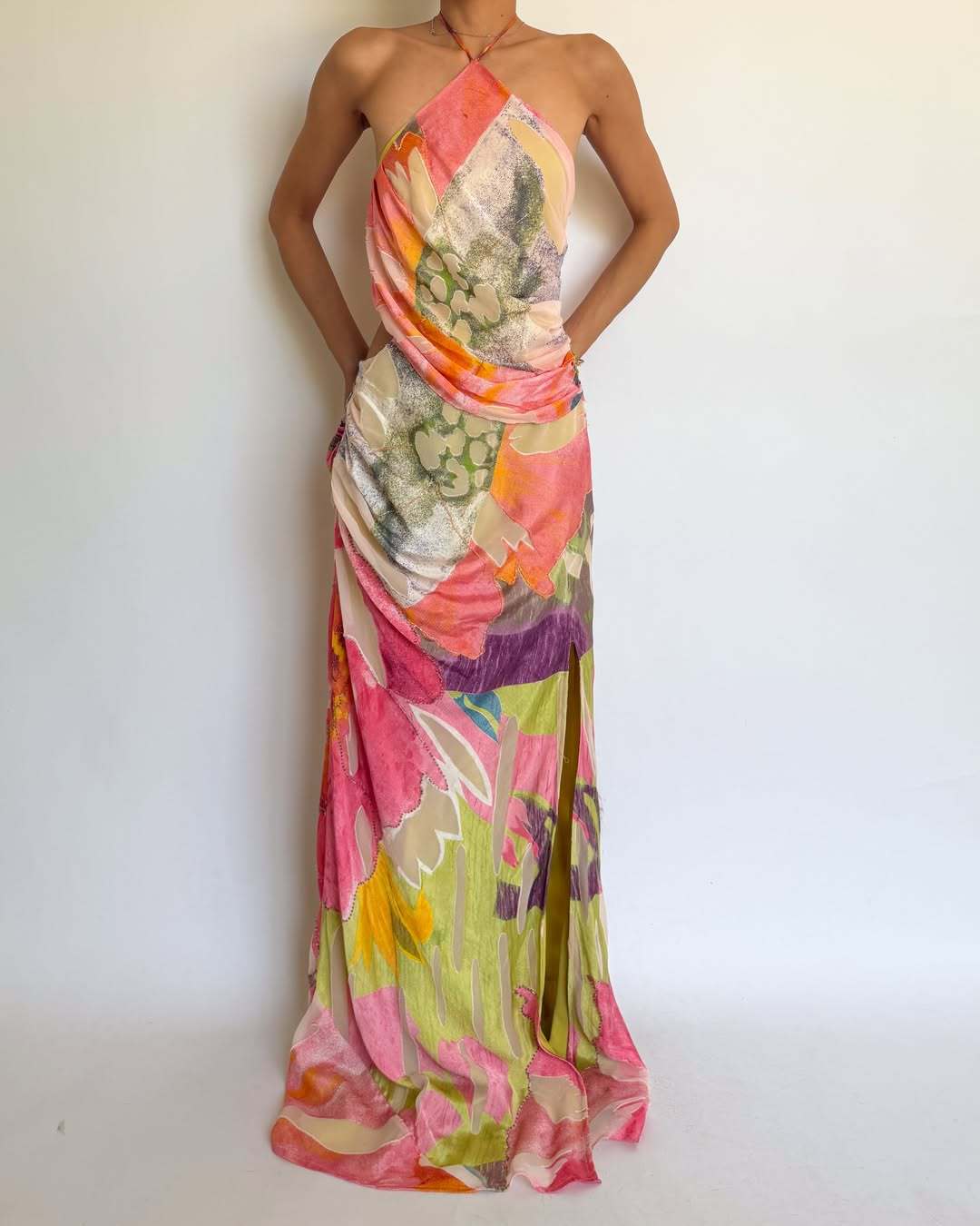 European and American foreign trade women s clothing 2026 summer new fashion printing sexy vacation style slim backless suspender dress S