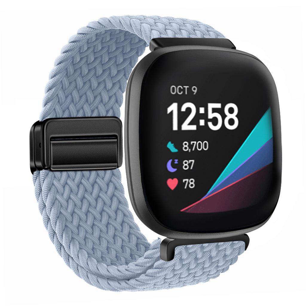 Nylon Braided Loop Strap For Fitbit Versa 4/3 Adjustable Metal Magnetic Bracelet Wristband For Fitbit Sense 2/1 Band Accessories