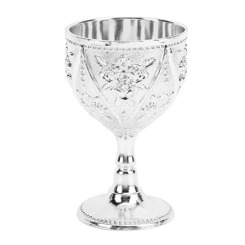 30ml Metal Wine Glass Carved Rose Embossed Goblet Ornament for Home Bar Travel Wedding Party