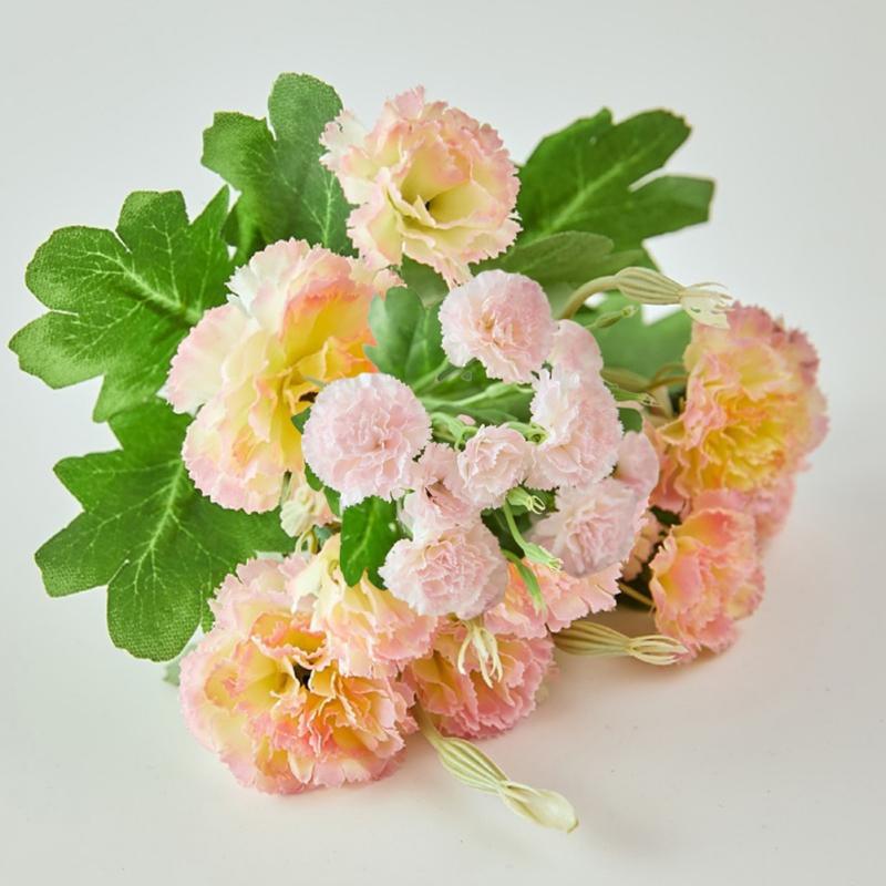 Centrotavola di Fiori Artificiali a 10 Teste Fiori Primaverili Finti in Seta per la Festa della Mamma Matrimonio Bouquet di Garofani Decorazione da Tavolo