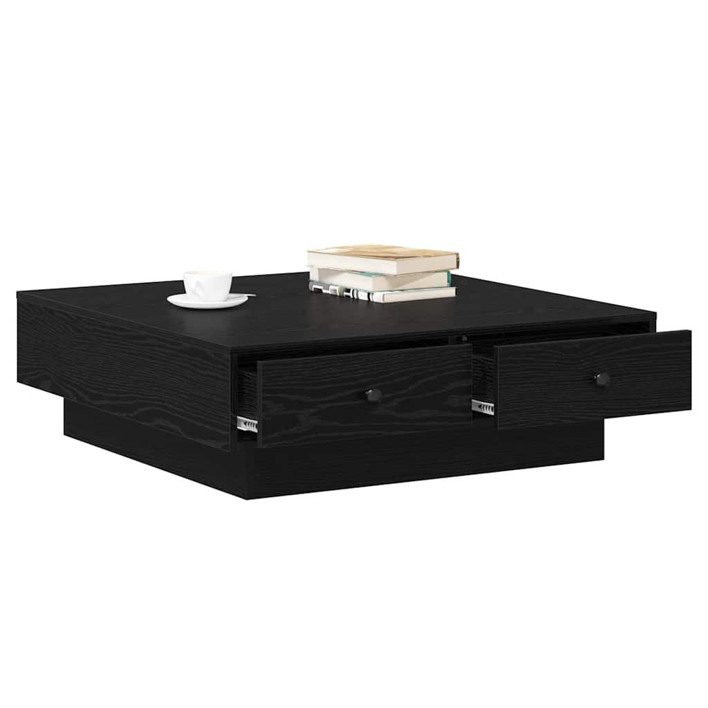 Coffee Table Black Oak Effect 90 x 90 x 28 cm Engineered Wood