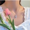 Luxury Simple Square Zircon Titanium Steel Silver Clavicle Necklace For Women