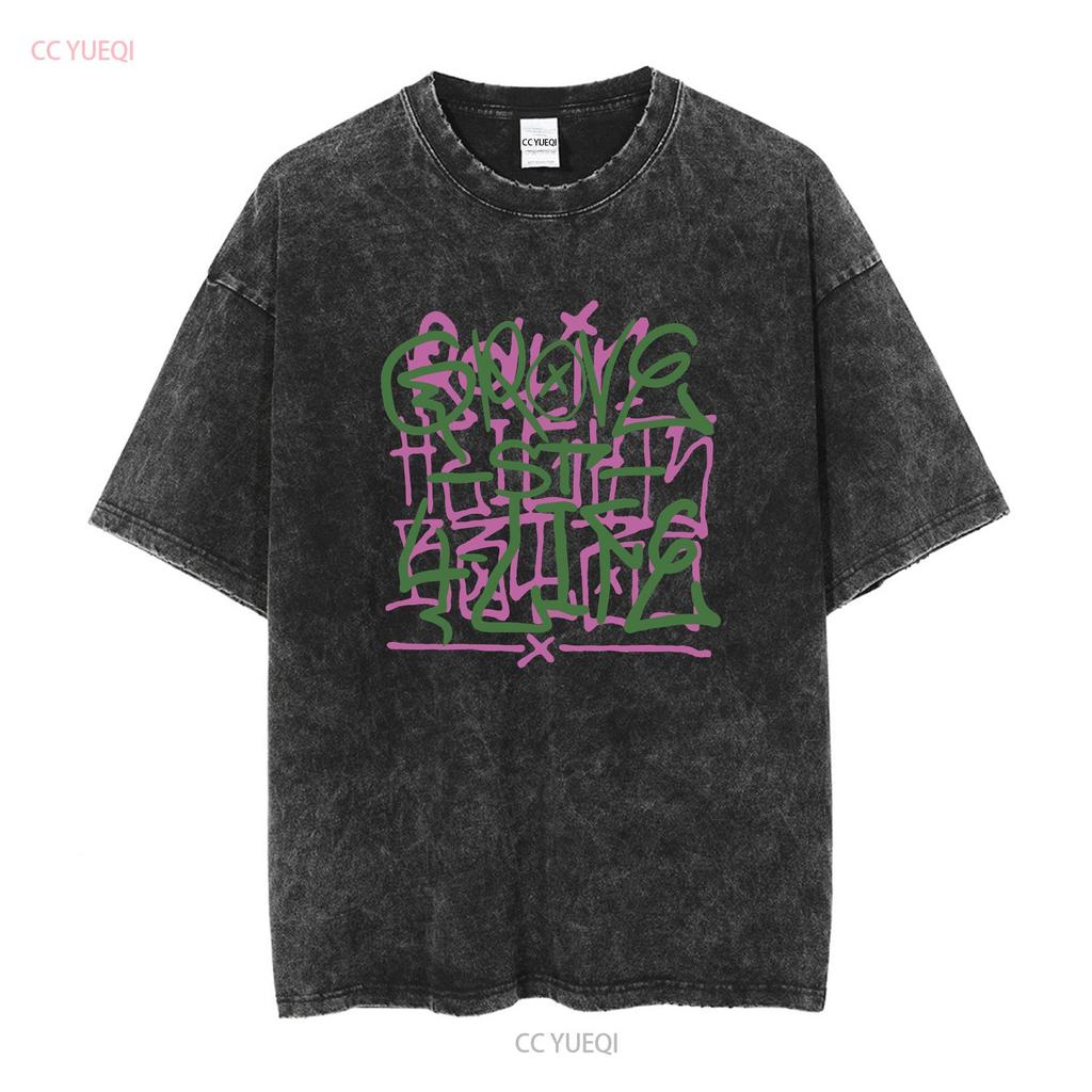 Grove Street Graffiti T-shirt in Cotone Pesante vintage Lavata Traspirante Elasticizzata Casual grafica Leggermente Morbida moda streetwear