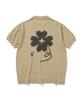 KNITTED Cool Summer Open Collar Clover Knit Beige