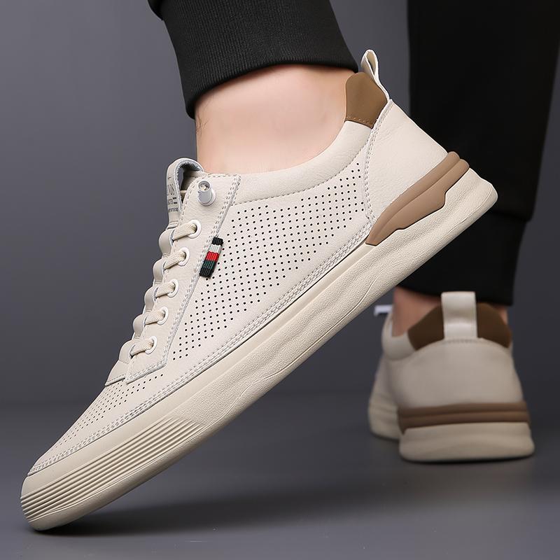 High Quality Men Flat Designer Casual Leather Shoes Summer Fashion Comfortable Antiskid Oxford Shoes Breathable Skateboard Shoes