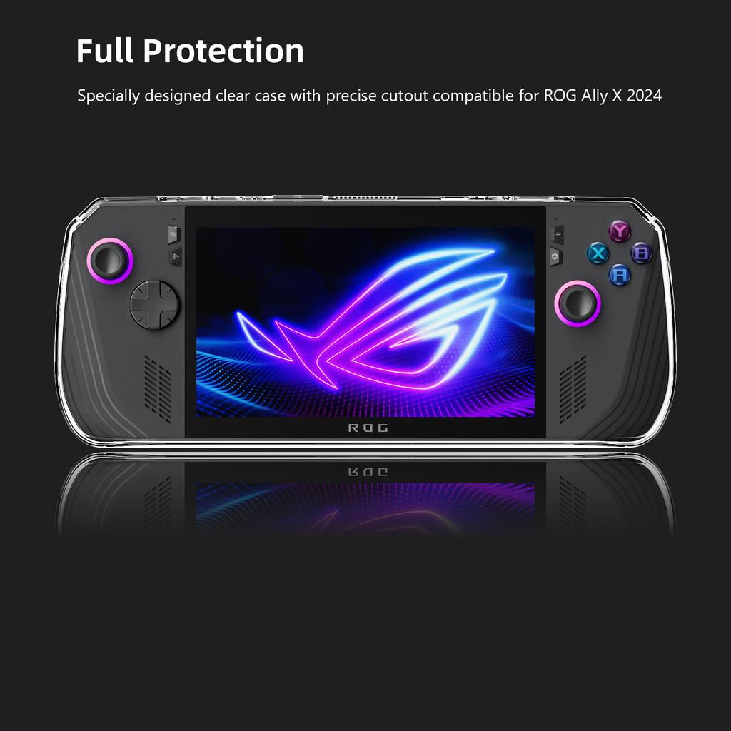 TPU Clear Hard Case med stativ for ASUS Rog Ally X 2024, Rog Alloy X Tilbehør Beskyttelsesdeksel Soft Skin Kickstand Grip Case