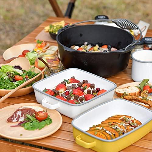 365methods Fuji Enamel Oven Dish, White X Light Gray, Shallow, Medium, 1.6L, YY-HM.W