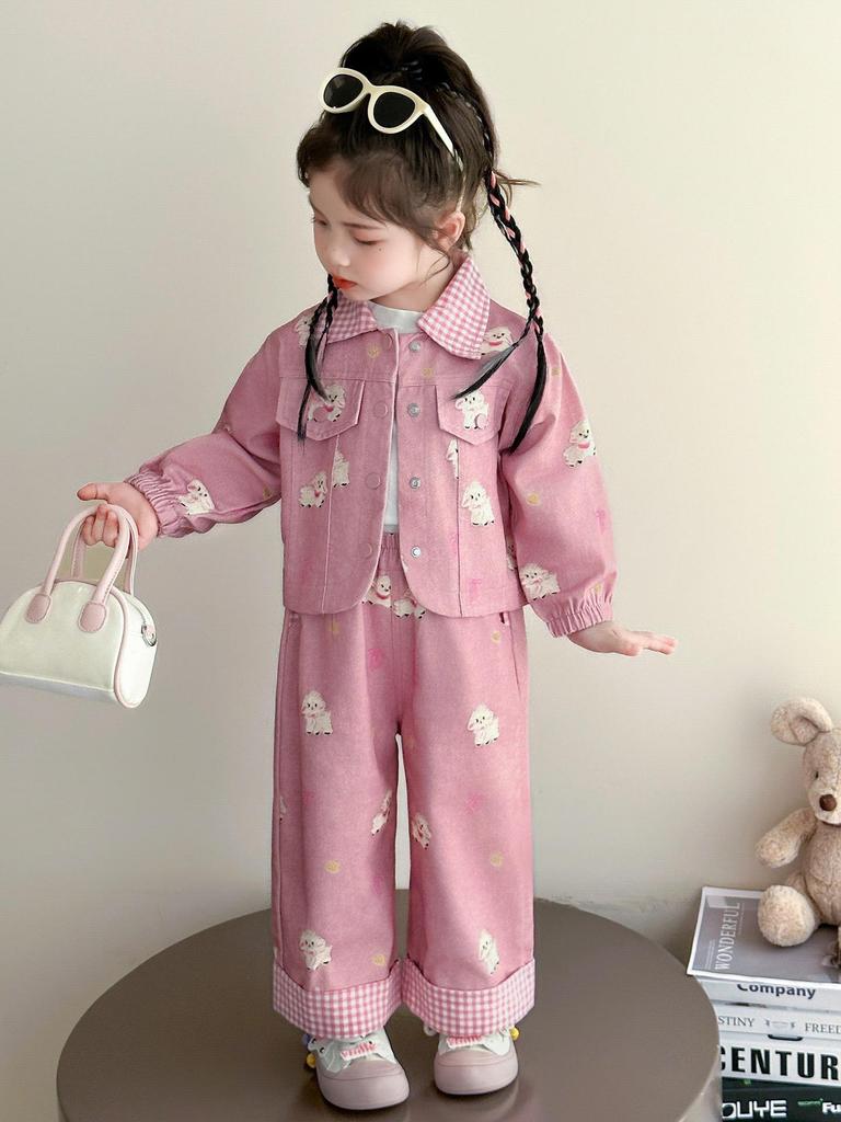 Spring 2025 Stylish Cartoon Two-Piece Set for Baby Girls