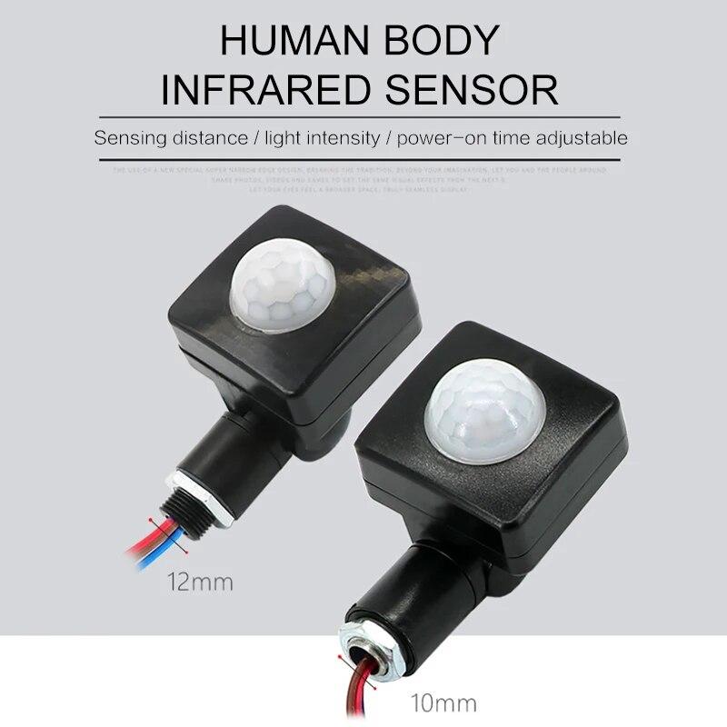 1pcs Human Body Infrared Sensor Adjustable PIR Motion Sensor Detector Outdoor Indoor Infrared Light Switch with LED Light