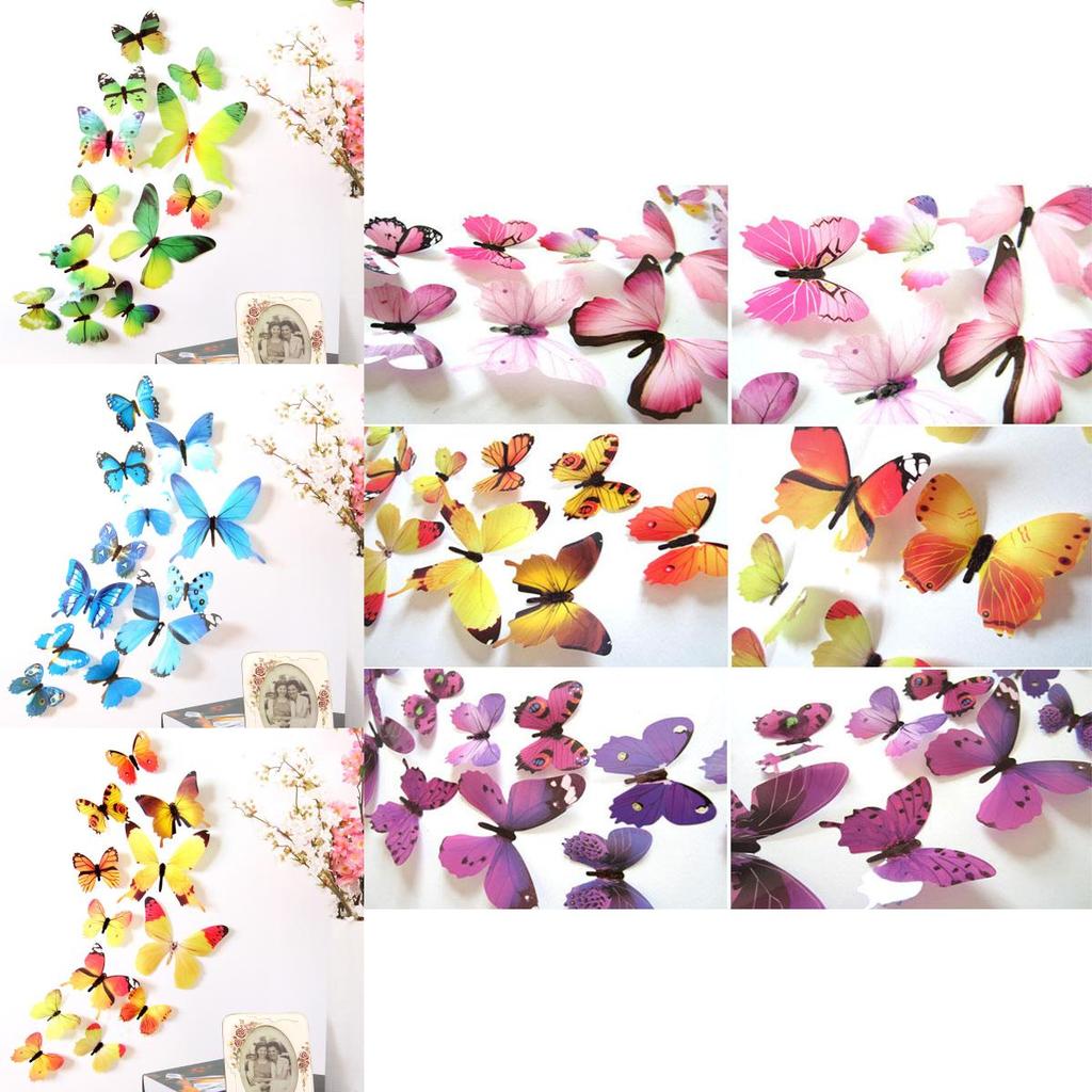 Superbes 12 pièces d'autocollants muraux papillons 3D pour une décoration de chambre et un décor DIY vibrants