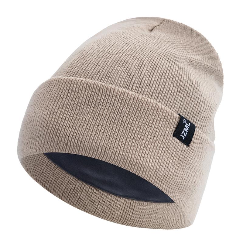 

Шапка-бини нового стиля с буквенным принтом, плюшевая, на сатиновой подкладке, осенне-зимняя, для мужчин и женщин, уличная вязаная шапка 56cm-60cm бежевый