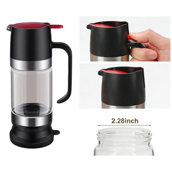 Press Honey Dispenser Bottle Syrup & Sauce Container with No-Drip Spout BPA-Free Plastic Honey Pourer Bottle for Kitchen Coffee Barbecue Use