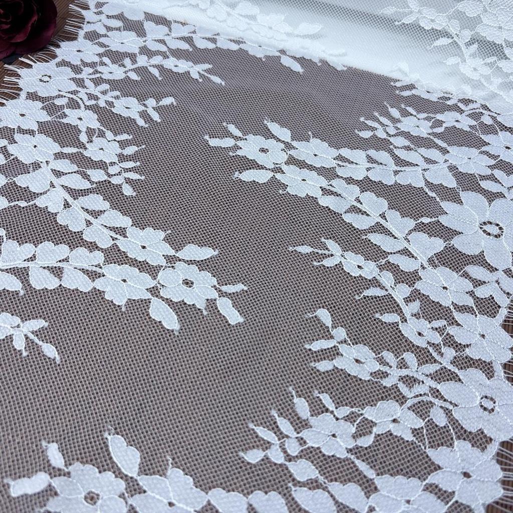 ( 4 Colors ) French Chantilly Lace, 3m X 30cm, Non-stretch Eyelash Lace Fabric for Wedding, Lingerie, Dress, Garment, Sewing & Crafting