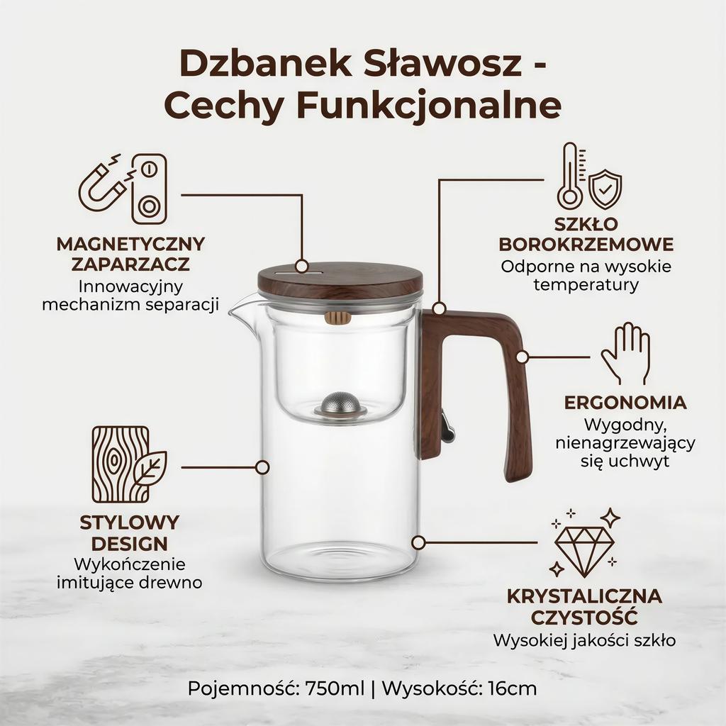 750 ML GLASS JUG WITH MAGNETIC TRIGGER INFuser FOR COFFEE AND TEA