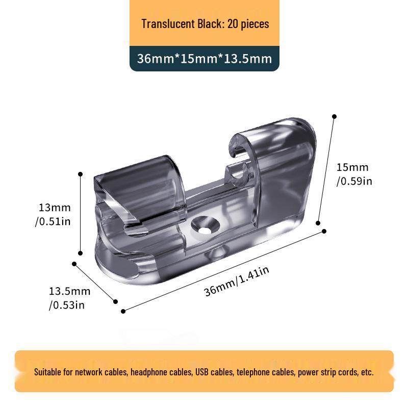 20-Piece Traceless Self-Adhesive Cable Organizer Clips - No Nails or Drilling Needed