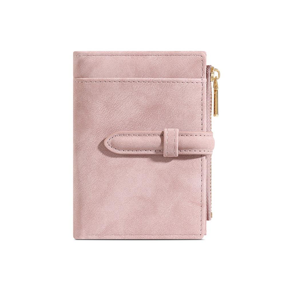 

PU Women s Wallet 2 Folds Small Card Bag Gift Zipper Coin Purse Daily Use фиолетовый
