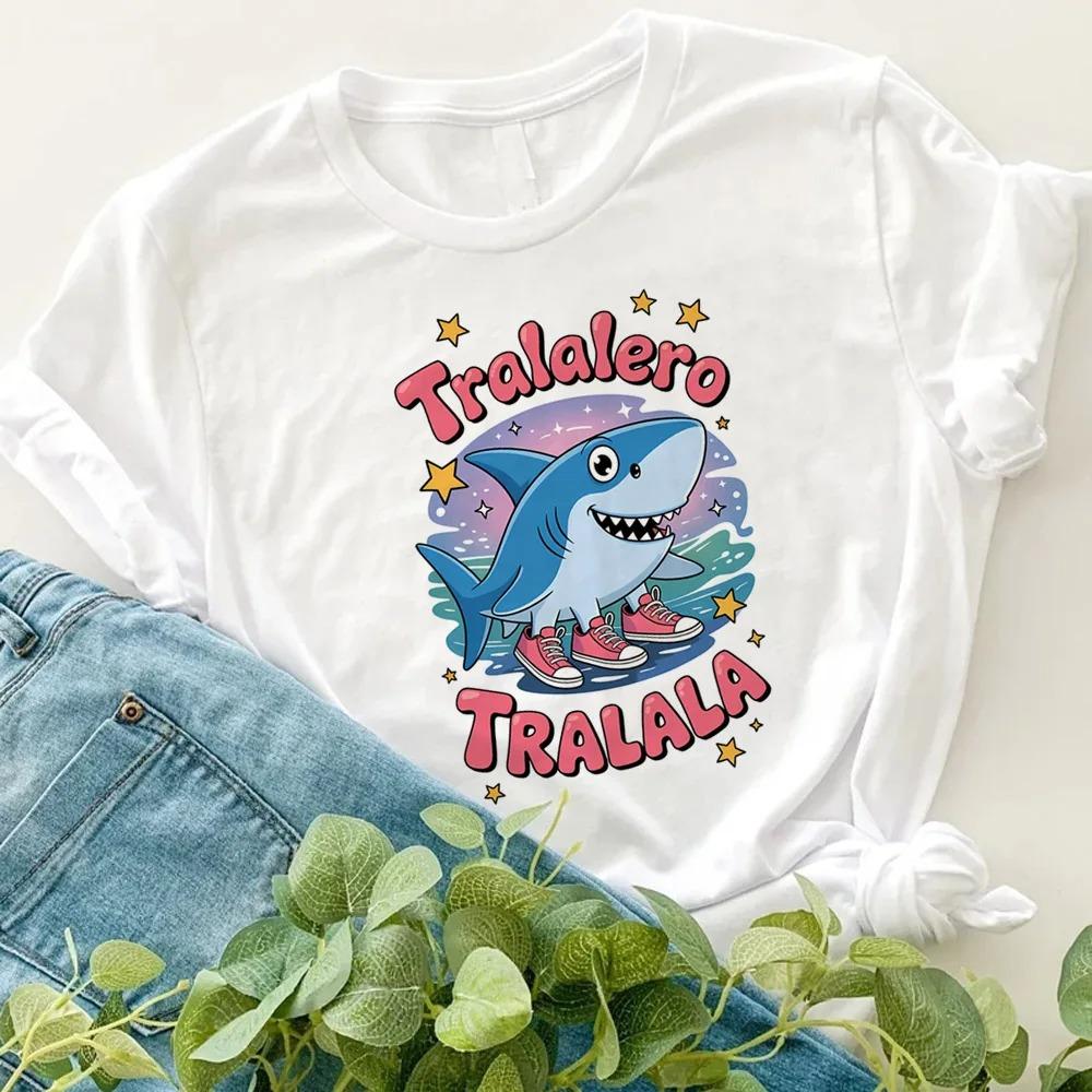Italian Brainrot Animals Kids T-shirt Tralalero Tralala Funny Shark Short Sleeve Tops Funny Meme Cute Tee Summer Clothing