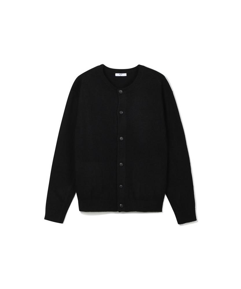 Notig Wool Blend Round Button Cardigan Black_Okw2Swcd201K1