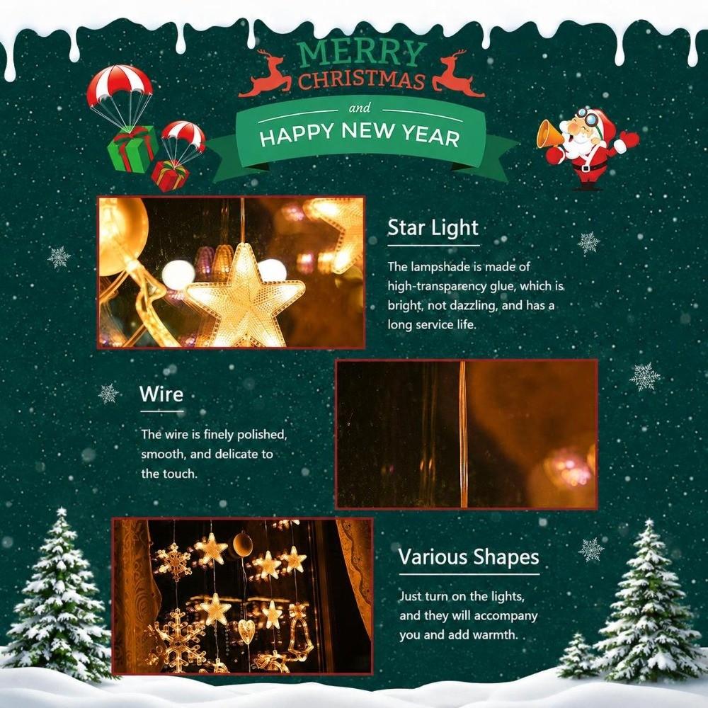 Elk/Snowflake/Bell/Snowman Christmas Hanging Light Christmas Window Lights Christmas Decoration