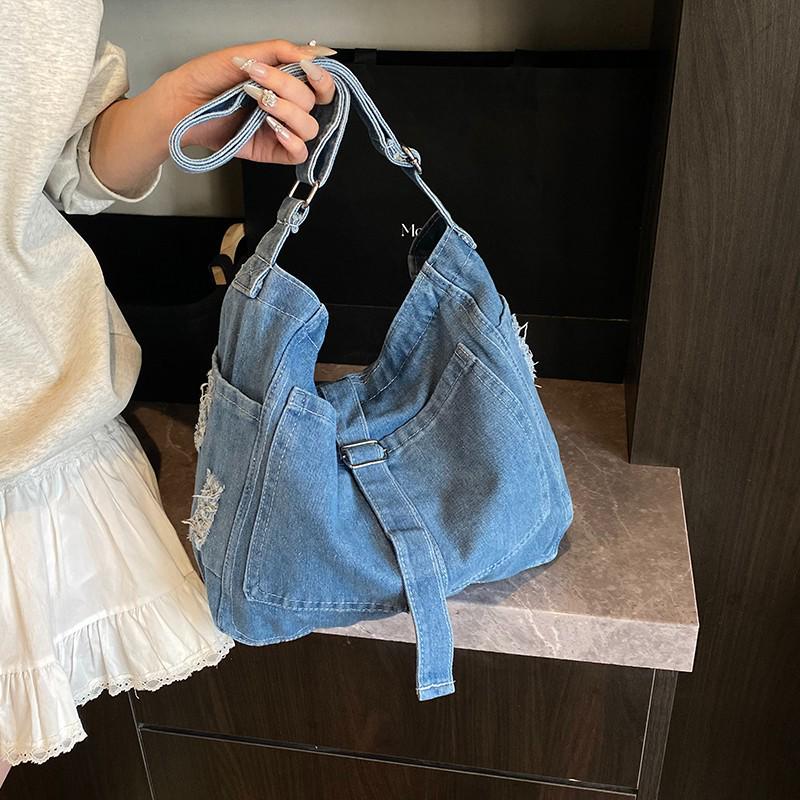 2025 Vintage Denim Crossbody Shoulder Bag - Trendy, Large Capacity, Casual Versatile Tote for Women