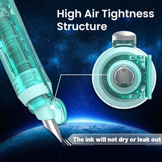 Retractable Fountain Pen Fine Nib Set 0.38mm Black/Blue Ink Transparent Barrel Pen with 5 Refillable Ink Cartridges for Sketching