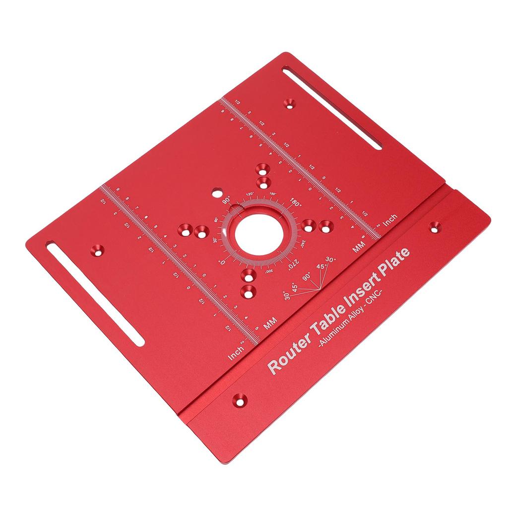 Router Table Insert Plate with 2 Rings Aluminum Alloy Woodworking Bench Flip Plate for Trimming Engraving Red Metric