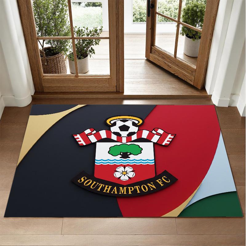 Southampton Football Design Crystal Velvet Rug Soft Decorative Mat for Bedroom Entrance