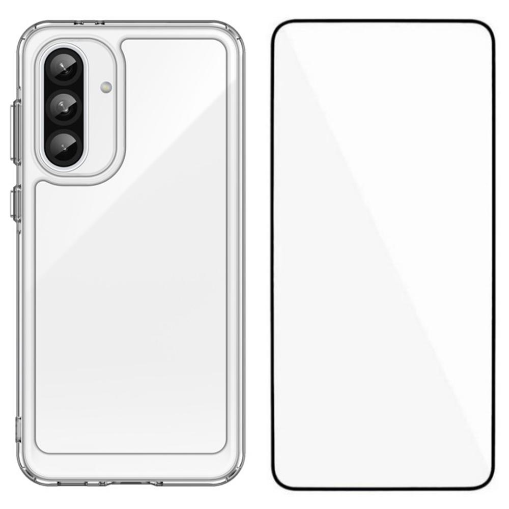 

WANLONFENG Серія MF для Samsung Galaxy A36 5G Чохол TPU+Акрил Прозора накладка для телефону із захисною плівкою із загартованого скла Style A