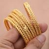 24k 4pcs/Lot Dubai Wedding Bangles For Women Ethiopian Jewelry Gold Color Indian Bangles Bracelets Women Birthday Jewelry Gifts