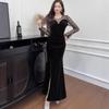 Elegant High-Waisted Long Sleeve Bodycon Dress Women Winter Slim Fit Solid Color Office Chic Maxi