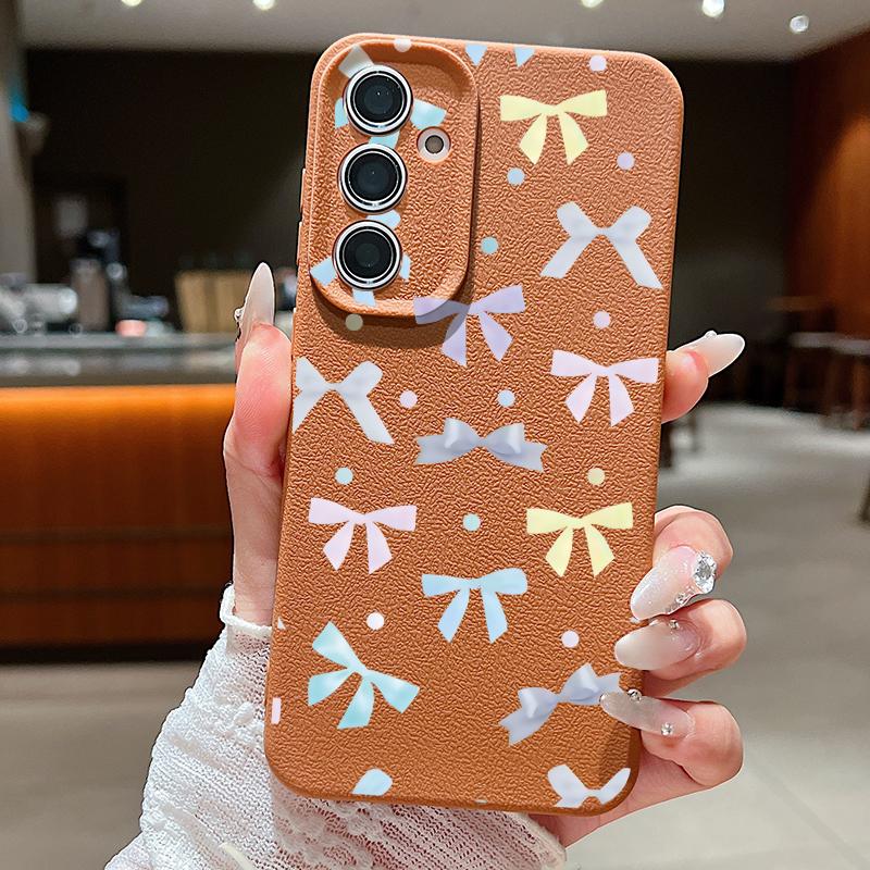 Colorful Bowknots Print Case For Samsung S26 S25 Ultra S24 S23 S22 S21 FE A15 A35 A55 A16 A36 A56 A17 A18 A37 A57 5G Leather Texture Soft Cover