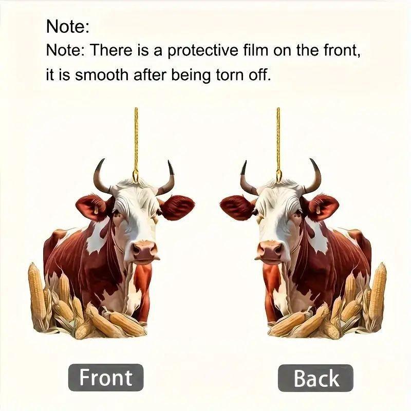 Playful Cow Acrylic Car Hanging Ornament For Bright Christmas Tree And Home Accents