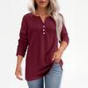 T-skjorte for kvinner T-skjorte med knapp 3/4 ermer Daglig helgmote Basic V-hals vanlig topp